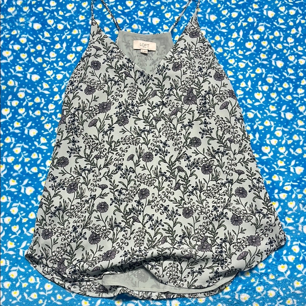 LOFT Women's Floral Gray Tank Top
